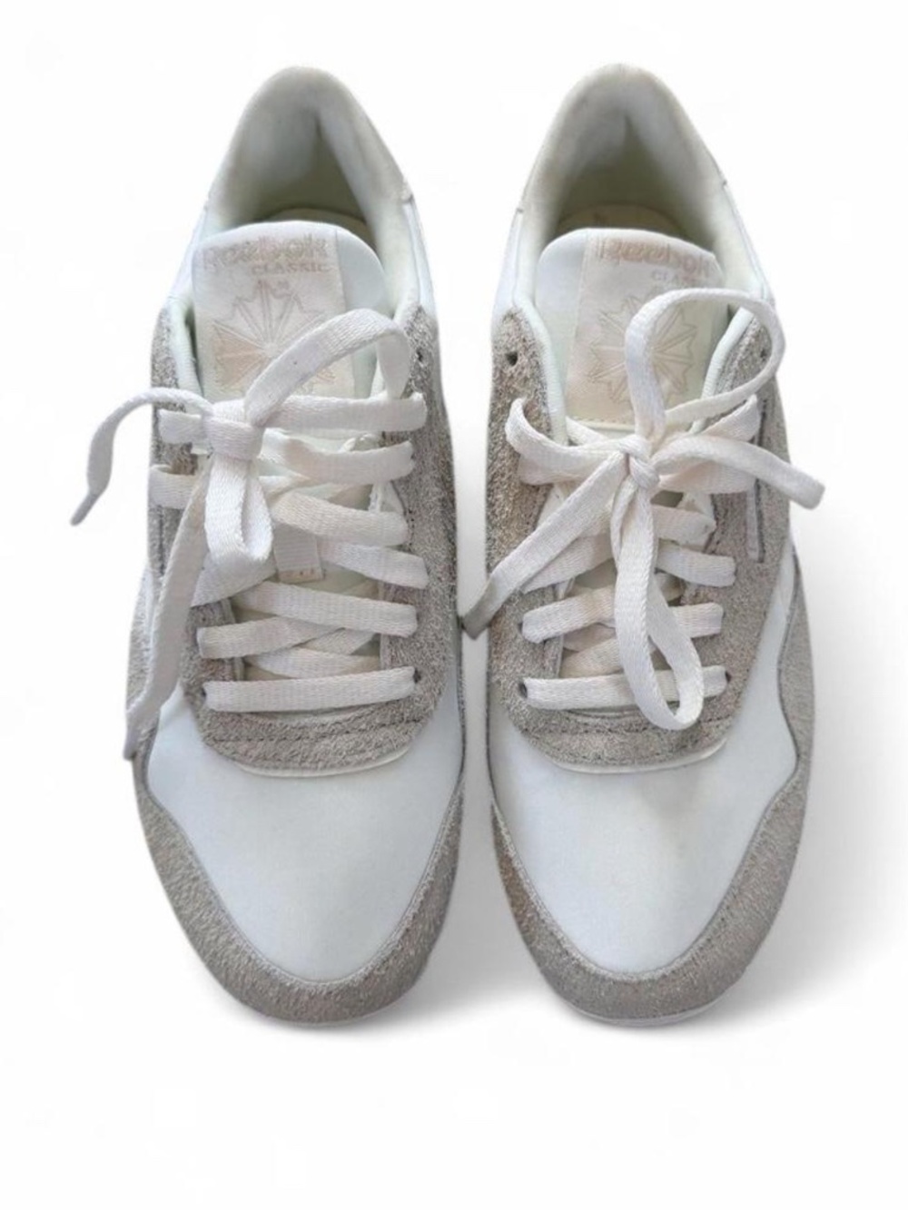 Reebok White Sneakers with Suede Panels and White Overlays